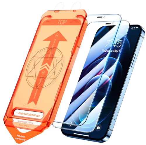 UniqueMe for iPhone 12 / iPhone 12 Pro Screen Protector - 6.1 inch [Auto-Dust Kit], Tempered Glass Film 10X Anti Scratch [9D Full Coverage], 2 Pack