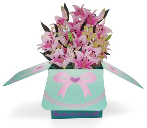 scicent Danke Karte Pop Up Karte Blumenstrauß Blumenkarte Blume Geburtstagskarte 3D Hochzeitskarte Blumen Grußkarte mit Umschlag für Mama Frauen - 20018