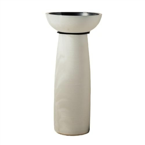 Lavandino con Piedistallo Lavandino Rotondo, Lavandino da Terra, Lavandino da Bagno su Piedistallo in Ceramica Smerigliata, Lavandino da Esterno, Facile da Pulire Lavabo Freestanding(A)