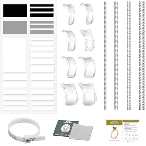 YPYMOD Ring Adjuster for Loose Rings, Ring Sizers for Loose Rings, Ring Smaller Adjuster Invisible, Ring Tightener for Loose Rings Invisible with Polishing Cloth for Loose Rings
