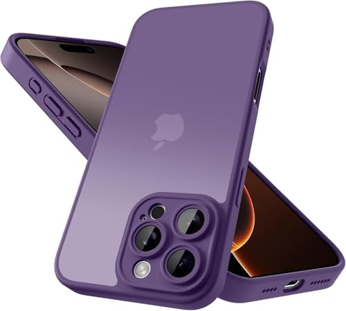 Mootobo for iPhone 16 Pro Case with Camera Lens Full Cover Protection, 10FT Military Grade Drop Protection Phone Case with Anti-Fingerprint Matte Back 6.3 inch - Deeppurple