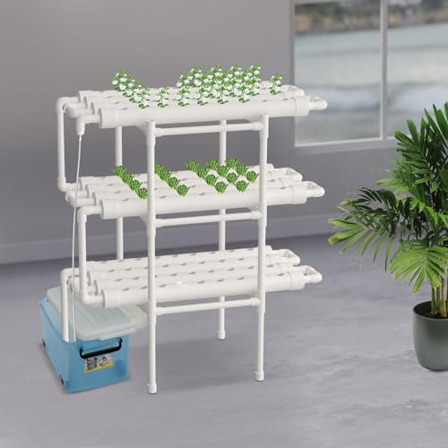 Hydroponic System Grow Kit Plant Vegetable Garden Yard Hydrokultur Hydroponik BewäSserungssystem Garten Soiless Kultivierung Gestell für Bepflanzung Blattgemüse geeignet 3 layer 108 Löcher 12 Tube