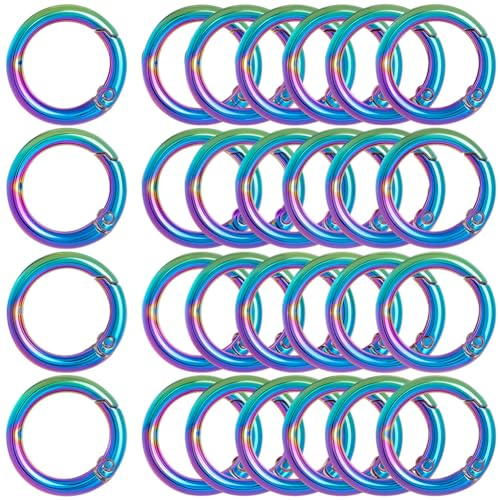 SOFPLATE 1 Box Mit 20 Rund Karabinerhaken 20mm Runde Karabiner Schlüsselanhänger Auslösefederclips Druckknopf O Ring Schnallen Aus Zinklegierung Für Selbstgemachte Schlüsselanhänger