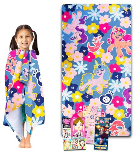 My Little Pony Badetuch-Set für Mädchen – Set mit 68,6 x 137,2 cm My Little Pony Strandtuch plus Aufklebern, Aktivitätsbuch und mehr | My Little Pony Badezimmer-Set für Kinder