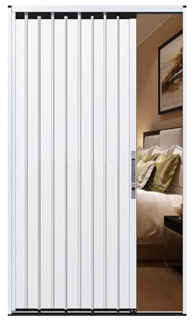 Concertina Door 198cm Tall Concertina Accordion Folding Door with Lock & Key, Heavy Duty Folding Doors Internal Grey White, Home Commercial Concertina Doors(White,WXH 40X78IN(101.6X198CM))