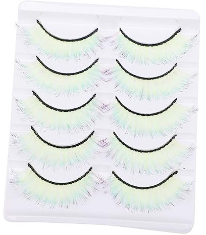 Beaupretty 5 Paires cils fluorescents duo cils réutilisables de couleur femmes roses faux aspect naturel des filles extensions de Imitation Light Green