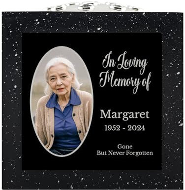 [Custom] Personalised Printed Black With Silver Top Memorial Rose Bowl Grave Marker Flower Pot Vase (UV PRINTED)