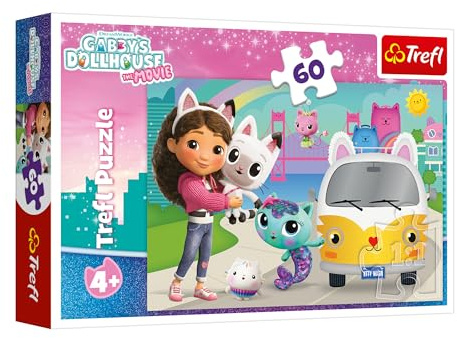 Trefl - Gabby's Dollhouse, Gabby and the Cat Adventures - 60 Piece Puzzle - Colourful Puzzle with Fairy Tale Figures, Creative Entertainment, Fun for Children 4 Years and Up