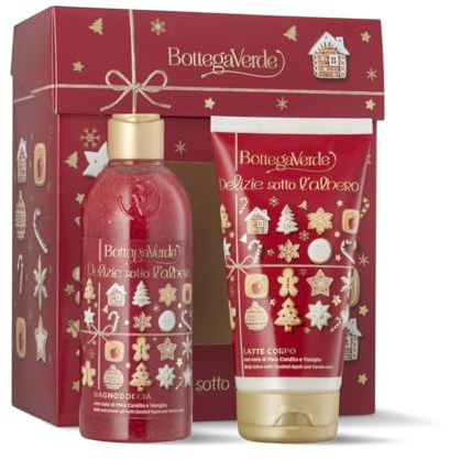 Bottega Verde - Cofanetto Regalo Delizie sotto l'Albero, con Bagnodoccia 250 ml e Latte Corpo 150 ml, Profumo di Mela Candita e Vaniglia, Idea Regalo