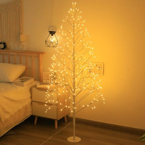 Künstliche Weihnachtsbaum mit 392 LEDs Warmweiß, LED Lichterbaum 180 cm mit Stecter, Baum Lampe Innen und Außen Dekorative Stehlampe Tree Künstlicher mit Beleuchtung, Leuchtbaum Indoor,150cm