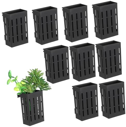 UTHCLO 10pcs Hanging Planter Basket for Aquarium Fish Tank Wall Mounted Aquatic Plant Pot Holder Black for Easy Installation and Space-saving Underwater Garden