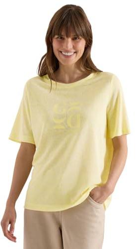 Damen T-Shirt in Leinen-Optik mit Print