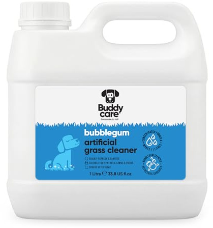 Buddycare Artificial Grass Cleaner Concentrate - Bubblegum Scent - 1L - Outdoor Surface Cleaner for Synthetic Lawns & Patios, Fast Acting Odour Remover & Sanitiser, Makes 11L, Covers up to 100m²