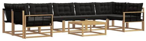 vidaXL Outdoor-Sofagarnitur 8 pcs Weiß und Schwarz 79 x 79 x 37 cm, Moderne Garten-Sofaset, wetterfeste Möbel, schicke Kollektion, bequemes Loungesofa für die Terrasse
