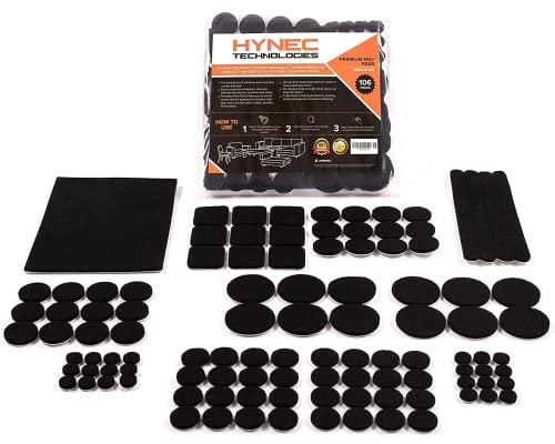 Hynec Tech furniture pads floor protectors Felt Furniture Pads for Hardwood Floors -106 Pcs of 7 different sizes Self adhesive Heavy-Duty felt feet - Premium Chair Leg Floor Protectors (Black)