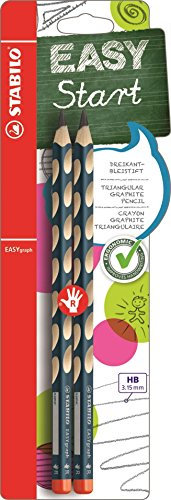 Ergonomischer Dreikant-Bleistift für Rechtshänder - STABILO EASYgraph in petrol - 2er Pack - Härtegrad HB