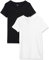 Amazon Essentials Women's Regular-Fit Short-Sleeve V-Neck T-Shirt, Pack of 2, Black/White, M
