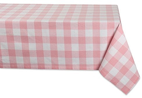 DII Buffalo Check Collection Klassische Tischdecke mit Bauernhaus-Motiv, Baumwolle, pink/weiß, 52 x 52 (Square)