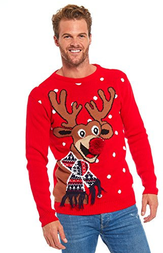 U LOOK UGLY TODAY Hässlicher Weihnachtspullover, Unisex Lustiger Chunky Fair Isle Gestrickter Festlicher Pullover für Party Der Stil Standard-Blau XXL