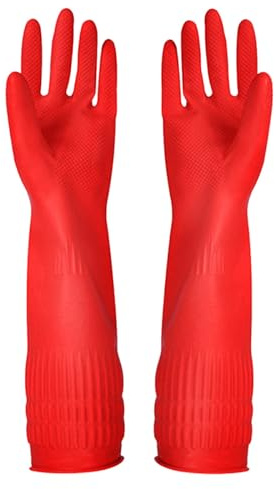 YSLON Rubber Cleaning Gloves Kitchen Dishwashing Glove 3-Pairs,Waterproof Reuseable.(Medium)