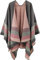 Shmily Girl Femme Cape Poncho Extra Large écharpe Châle Blanket Poncho Automne Hiver (One Size, Rayé/Gris)