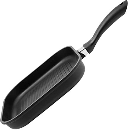 ELO Grillpfanne 28 x 28 cm ALUCAST, Pfanne aus Aluminium, Antihaftbeschichtung, Pfanne für Ceran-, Gas-, Elektro-, Induktionsherde - spülmaschinengeeignet, Farbe: Schwarz