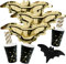 spielum 56-teiliges Party-Set Halloween Fledermaus - Teller Becher Servietten Trinkhalme für 12 Personen