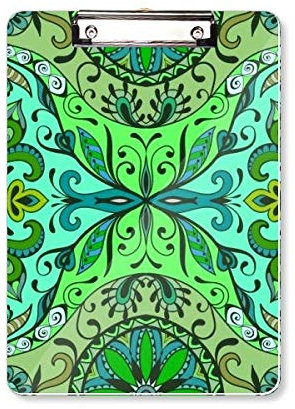 Klemmbrett im europäischen Stil mit Blumen, Blättern, Linien, Muster, Mappe, Schreibblock, Trägerplatte, A4