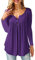 Beluring Ladies Long Sleeve T-Shirt Button V Neck Tunic Tops Purple Size 16 18