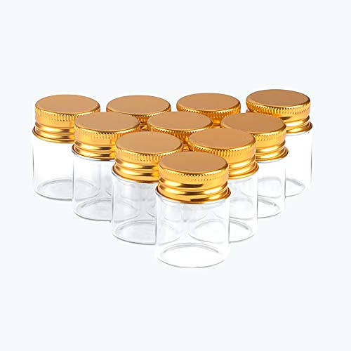 12pcs 15ml Mini Botellas Cristal Transparentes con Tapa de Aluminio Dorado Frascos de Vidrio Botellas Vacías, la Tapa de Aluminio Dorado es Muy Hermosa y Sellada