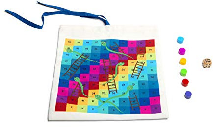 BS Toys - Reisespiel, Leiterspiel, Ludo und Reispiel - Ausgezeichnete Kombination von Zwei Spielen in Einer Baumwolltasche - Kinderspiele für drinnen