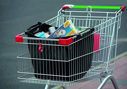Faltbare Einkaufswagentasche, Einkaufstasche passend für alle gängigen Einkaufswagen, schwarz, Einkaufstasche, Einkaufswagentasche, Einkaufshelfer, Aufbewahrungstasche
