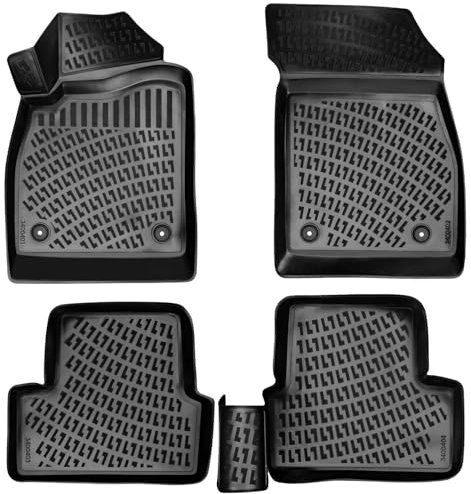 Rizline Passgenau 3D Fussmatten Auto Kompatibel mit Opel Astra J 2009-2015 Auto Zubehör 1. Und 2. Reihe Gummimatten Autos TPE Allwetter Geruchlos rutschfest Vorne und Hinten Schwarz