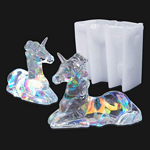 iSuperb Molde Resina Epoxi Molde unicornio 3D Molde Silicona Resin Mold para DIY Decoraciones Artesanía (Transparente)