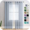 MRTREES Voile Gardinen Vorhang halbtransparent kurz mit Ösen in Leinenoptik Stores Gardinen Schals für Wohnzimmer Schlafzimmer Kinderzimmer Grau 215×140cm (H×B) 2er Set
