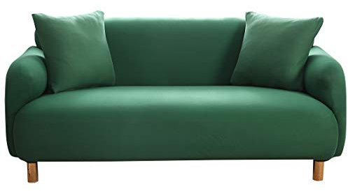 Himlaya Elastischer Sofabezug Stretch Couchbezug Sesselbezug Elastischer Antirutsch Stretchhusse 1/2/3/4 Sitz Weich Stoff Sofabezug Möbelschutz Verzieren (dunkelgrün,2 Sitze: 145-185 cm)