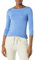 Amazon Essentials Women's Slim-Fit 3/4-Sleeve Boat-Neck T-Shirt, Blue, L
