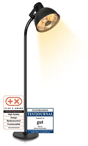 Hoberg Infrarot Heizstrahler mit Carbon-Heizelement 2000 W | Elektrischer Terrassenstrahler mit 3 Heizstufen & Fernbedienung | Schnelles Aufheizen & gezielte Wärme | Für Indoor & Outdoor [IP34]