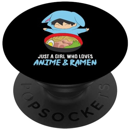 Funny Anime Gifts Anime und Ramen Anime PopSockets Klebender PopGrip für Smartphones mit glatten, harten Plastikgehäusen in Schwarz