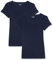 Amazon Essentials Women's Slim-Fit Cap-Sleeve Scoop Neck T-Shirt, Pack of 2, Navy, L