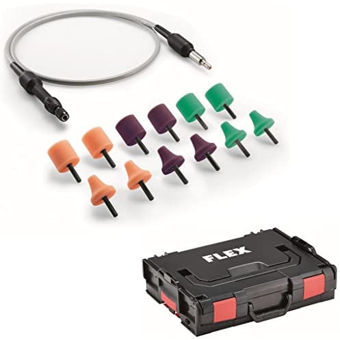 Flex FS 140 Set (flexible Welle für Poliermaschine PXE 80 10.8-EC mit Zylinder- und Kegelpolierschwämmen, Zubehör für Polierarbeiten, für Ecken und schwerzugängliche Stellen) 516112