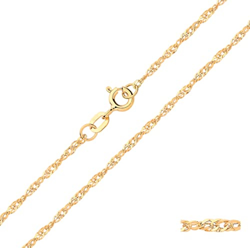 Old English Jewellers 9ct Yellow Gold on Silver Singapore Chain Necklace - 16 18 20 22 24 inch