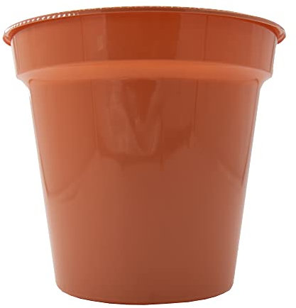 ANGIX 17.5cm Terracotta Plant Pots - Premium Glossy Plastic Reusable Flower Pots for Indoor & Outdoor Plants, Herbs - Ideal for Cultivation of Cuttings or Pricking Out - Garden Planters