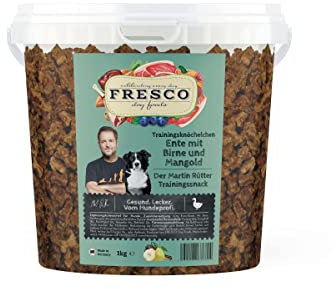 FRESCO Dog Martin Rütter Trainingsknöchelchen mit Ente und Birne 1kg | getreidefreie Leckerlies für Hunde |proteinreicher Hundesnack | 100% frische Zutaten | für Belohnung, Training und als Snack