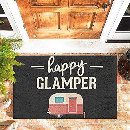 JOOCAR Door Mat Happy Camp Happy Glamper Door Mats for Indoor, 45x75 cm, Non-slip Entrance Rug Machine Washable Soft Doormats for Kitchen Bathroom Bedroom