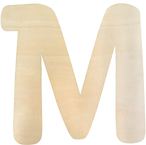 Large Wooden Letters 12 Inch, Unfinished 30cm Wooden Letter M for Crafts Children's Names Capital Alphabet 5mm Thick Wood Letters for Nursery Decor Wall Art Hanging Home Painting