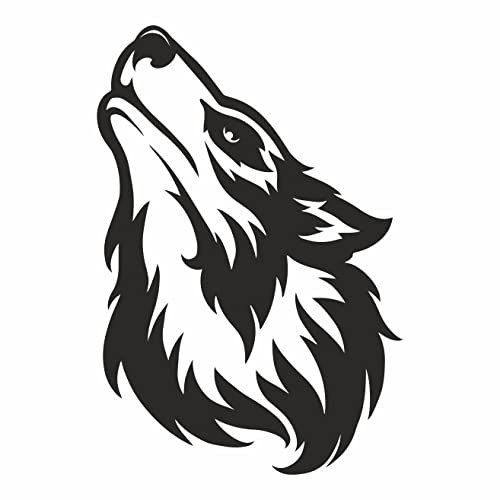 AMA SHOP PVC-Aufkleber für Wolf, Modell: 10 Farbe: Schwarz, Auto Aufkleber für Helm, Motorrad, Wohnmobil, Boot | Autotuning |