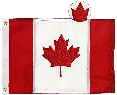 FRF FLAG Drapeau du Canada brodé en nylon 210D, avec 2 œillets en laiton et 4 rangées de points inférieurs 30,5 x 45,7 cm