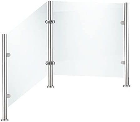 Geländerpfosten Poolzaun Terrassenglas Pfosten Glas, Rundrohr-Balustradenpfosten, Silberne Glaszaungeländer-Hardware, Bodenmontierte Terrassen-Balkongeländer-Klemme ( Color : Middle post , Size : 95cm