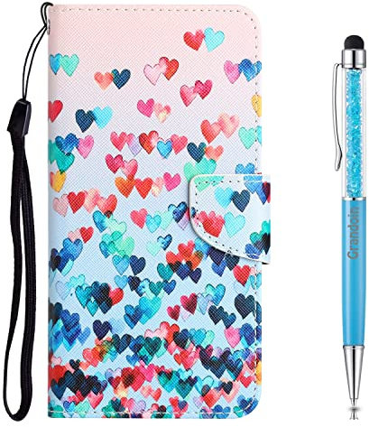 Grandoin Cover per Samsung Galaxy A12 5G, Cover a Libro Samsung A12 5G Magnetica, Custodia in Pelle Galaxy A12 5G, Flip Silicone TPU Bumper Portafoglio Fondina Caso per Samsung A12 5G(Cuore)